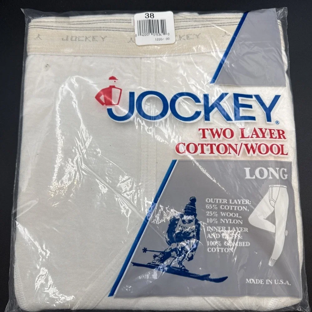 Vtg 1987 Jockey Long Underwear, Long Johns 38‎ Sealed Wool Cotton Nylon Blend